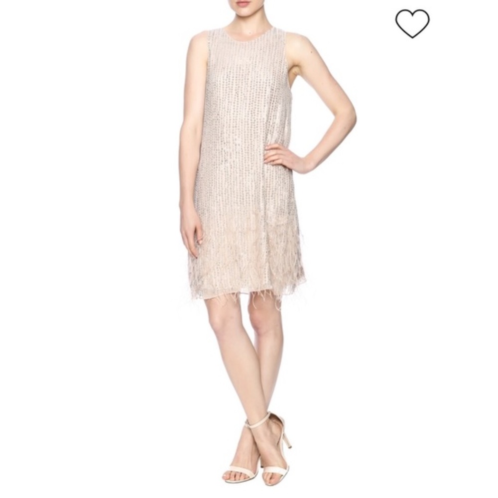 Allegra Sequin Feather Dress-Worn One Time - Picture 2 of 2